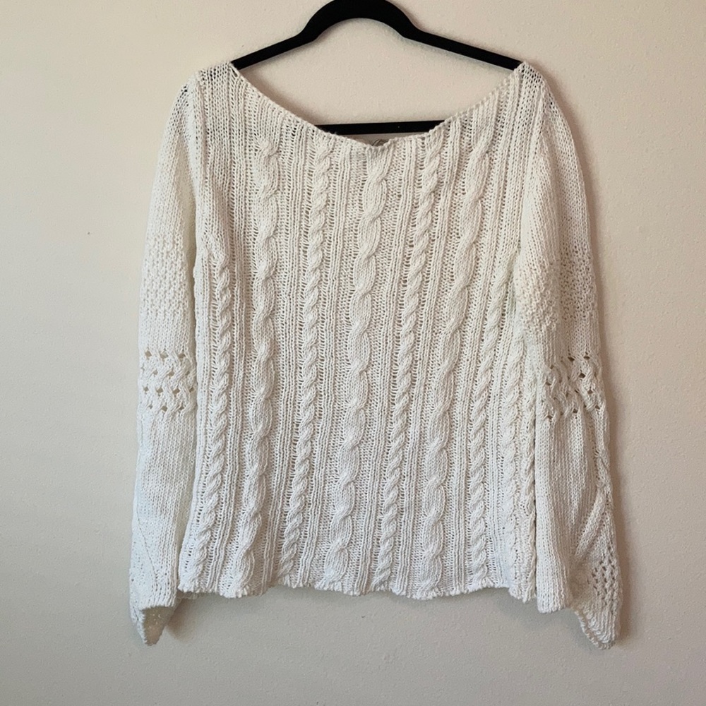 White Sweater with Wide Boat Neck